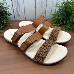 NWOT Spenco Women's Stylish Slide Sandals Saddle/Cheetah Size 11